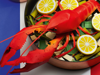 Lobster 3d craft food illustration paper papercraft