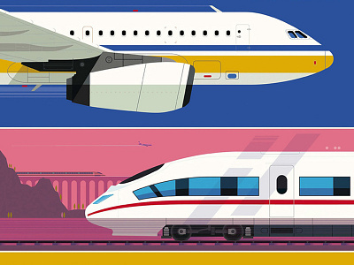 Peter Greenwood - Folio car digital illustration plane train transport travel vector