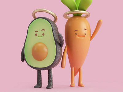 Healthy Eating 3d characters food illustration