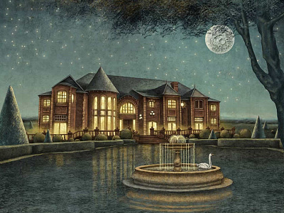 Mansion architecture art folio illustration mansion night