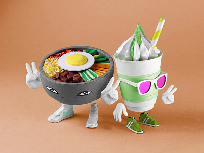 Bibim And Latte 3d art cgi digital media food funny illustration illustrator