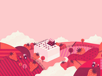Smashmellow architecture digital editorial illustration landscape strawberries