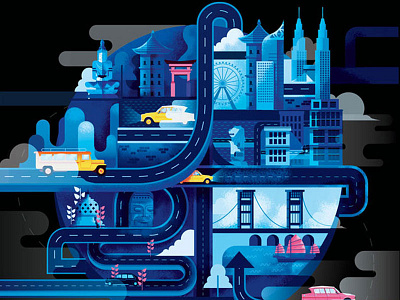 Corporate Treasurer art artist blue city corporate design digital illustration travel