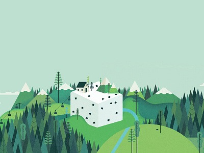 Smashmallow art digital media graphic green illustration landscape mountains nature travel trees