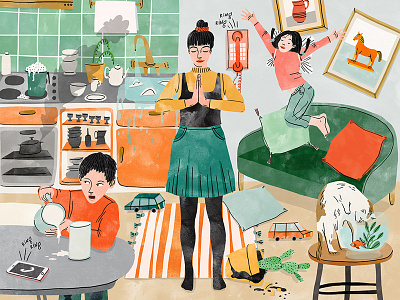 Schweizer Familie children editorial family illustration interior lifestyle parenting watercolour