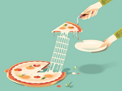 Pizza in Pisa food illustration italy pisa pizza