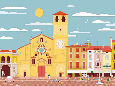 Piazza Della Vittoria architecture building digital illustration italy travel