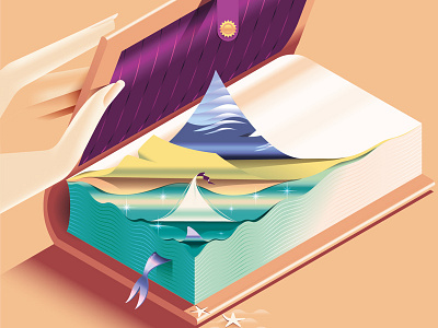 P&O Cruises book conceptual digital editorial illustration travel vector