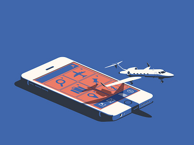 Passenger Terminal World digital editorial graphic illustration phone plane technology transport vector