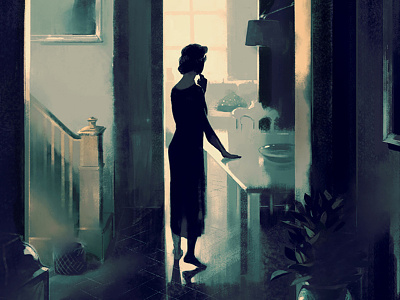 Nautilus: Lost At Home atmospheric digital home house illustration lost rebecca mock silhouettes stairs traditional woman