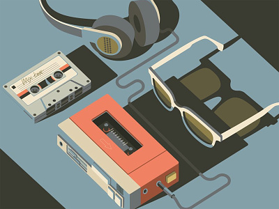 Tape Deck cassette digital gadgets graphic headphones icons illustration music tape vector
