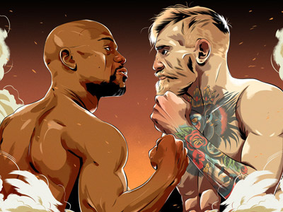 Fight Night advertising design digital editorial glossy illustration landscape portrait realism scene vector