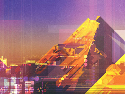 Sunset Mountain colour digital glitch illustration landscape light mountain sunset texture