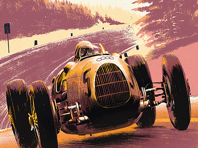 Audi Sport audi car illustration poster screenprint transport vintage