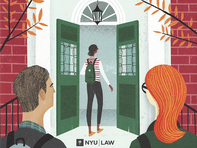 NYU Law Fund character college cover door editorial illustration law student