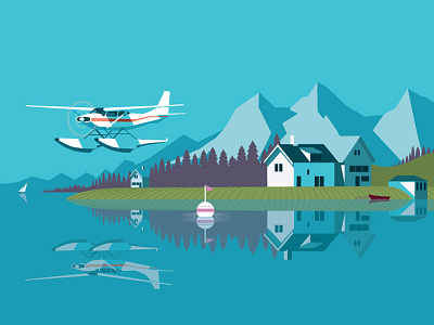 Wall Street Journal architecture editorial illustration landscape plane reflection vector
