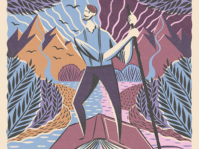 Oryx Magazine adventure book character editorial illustration landscape pattern river