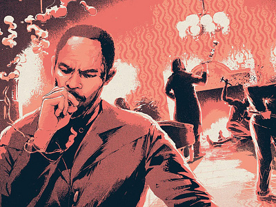 Django Unchained action figurative film illustration portrait poster screenprint smoke