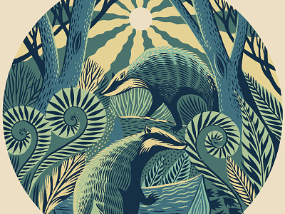 Berkshire Badgers animal badgers digital foliage illustration nature pattern print