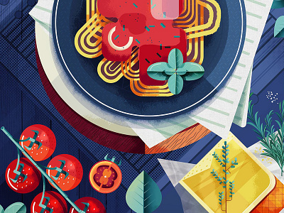 Barilla digital folio food graphic illustration maite franchi meal pasta texture