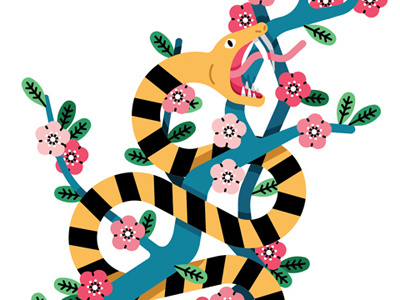 Papergood animal blossom floral graphic illustration pattern snake vector