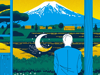 Monocle advertorial colourful digital editorial graphic illustration japan landscape mountain surreal travel