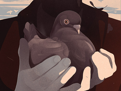 Rapha bird digital editorial hands illustration pigeon texture