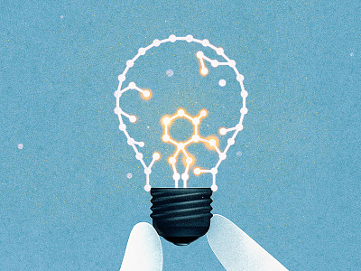 Scientific Discovery bulb conceptual editorial glow illustration research science texture