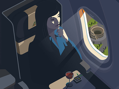 Alitalia Flight colosseum digital editorial flight illustration italy portrait transport travel vector