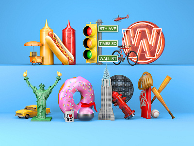 New York 3d cgi city culture digital illustration new york type typography