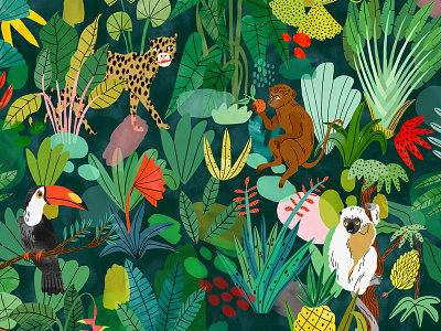 Jungle design digital illustration jungle nature pattern plants watercolour