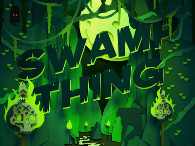 Swamp Thing 3d book cover cgi digital fantasy illustration paper typography