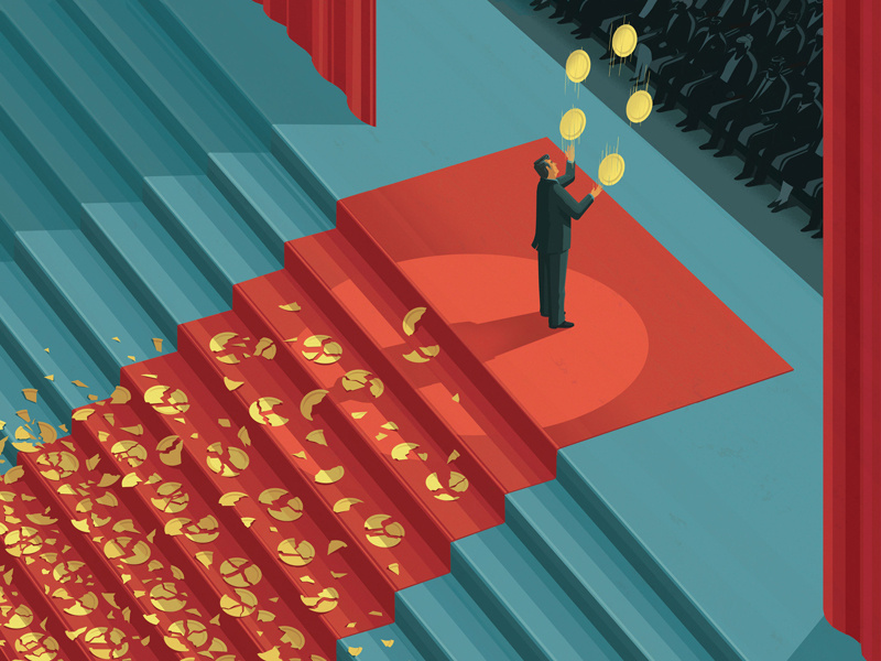 Key to Success character juggling editorial conceptual illustration digital