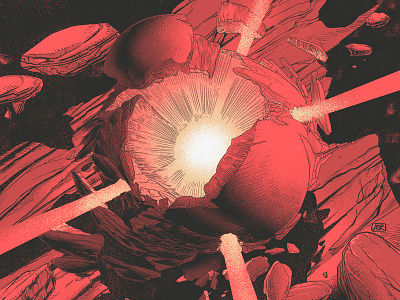 Red Rocks abstract design digital explosion gig illustration ink music poster rocks
