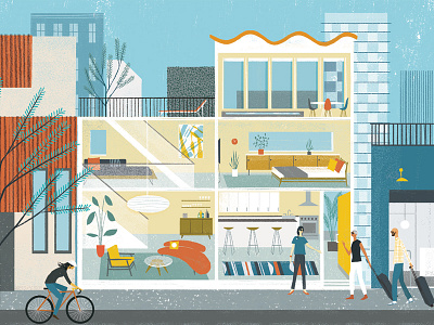 Oasis House architecture city contemporary digital editorial house illustration peopler