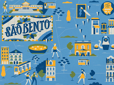 Sao Bento folioart illustration maps studiomuti vector