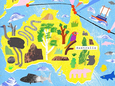 Australia australia colour folioart illustration map nicholasstevenson travel