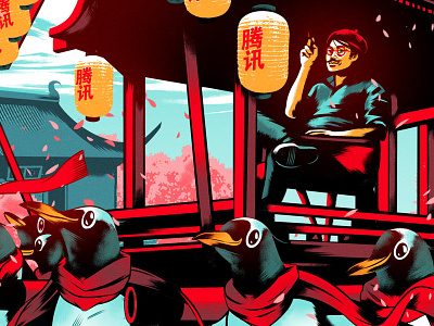 Tencent's new social platform alexanderwells art design folioart forbes illustration japan penguin socialmedia tencent