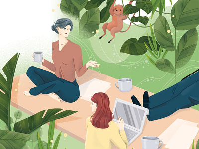 Dream Office characters concept conceptual digital editorial foliage folioart illustration texture weitongmai