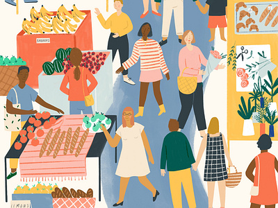 Local Market ameliaflower character digital folioart food illustration local people sustainable