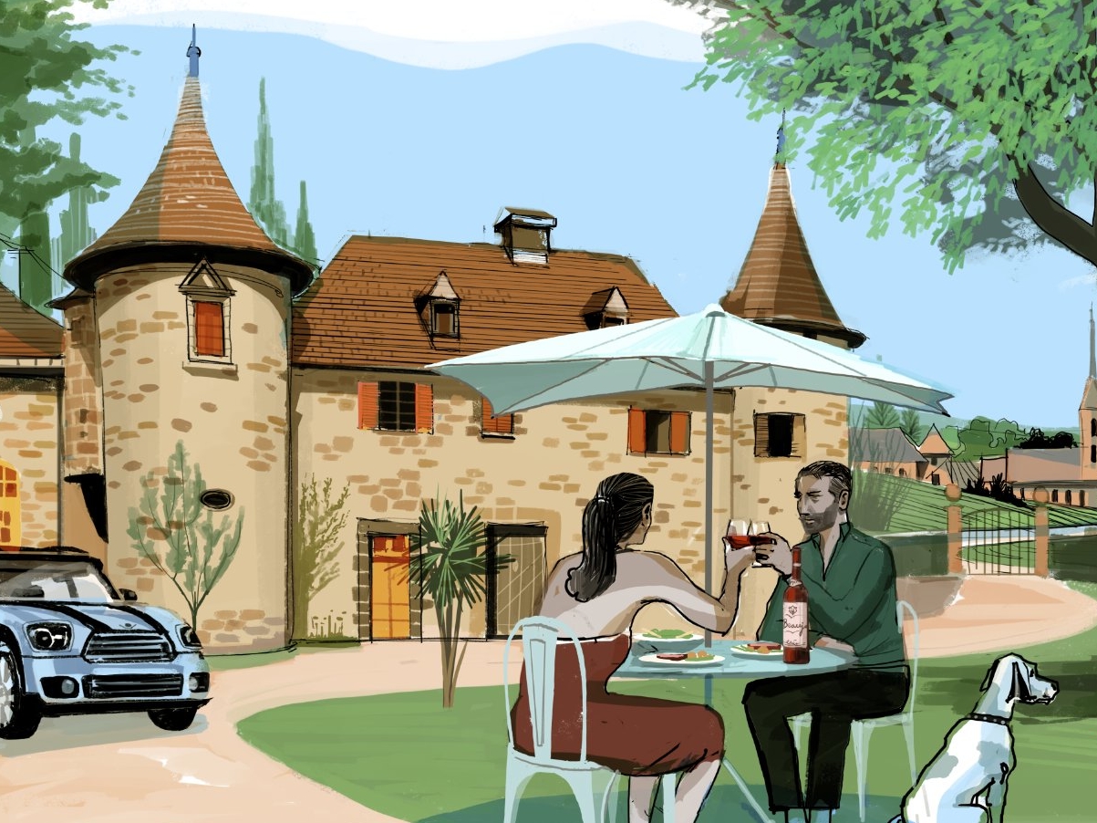 Beaujolais Nouveau alex digital folioart france green illustration landscape people travel