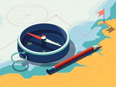 Investment compass conceptual digital finance folioart greenwood illustration map peter vector