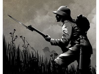 World War I digital folioart history illustration monochrome remembrance ricardo rui soldier