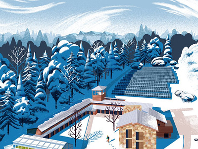Choate Campus campus cover digital editorial folioart illustration landscape muti snow winter