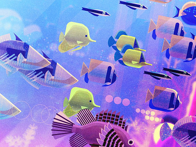 Fish digital fish folioart graphic illustration james gilleard ocean texture underwater