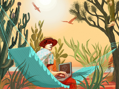 Mexican Reporter alex green cacti desert digital editorial folioart illustration journalism mexico portrait