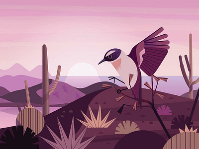 Canaries bird digital folioart illustration landscape nature owen davey travel wildlife