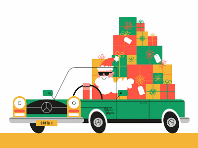 Santa car character christmas digital folioart humour illustration john devolle santa vector