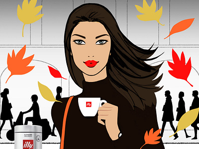 Illy Coffee autumn coffee fashion folioart graphic illustration jason brooks portrait window display