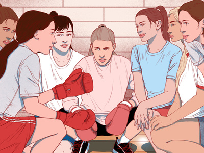 Boxer boxing digital editorial folioart illustration narrative sarah maxwell sport women